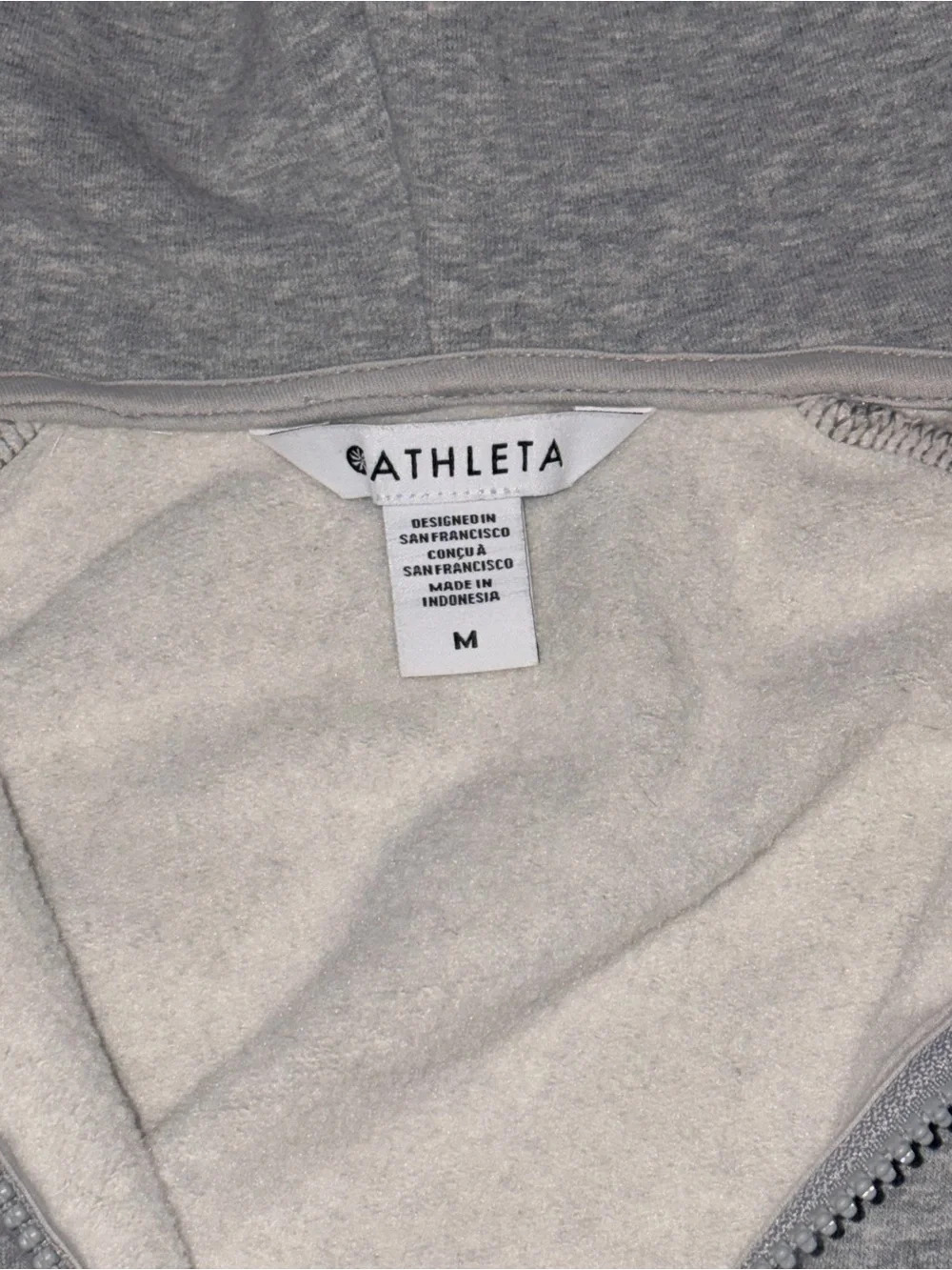 Athleta Women’s Grey Heather Forever Fleece 1/2 Zip Hoodie Medium - Picture 7 of 7